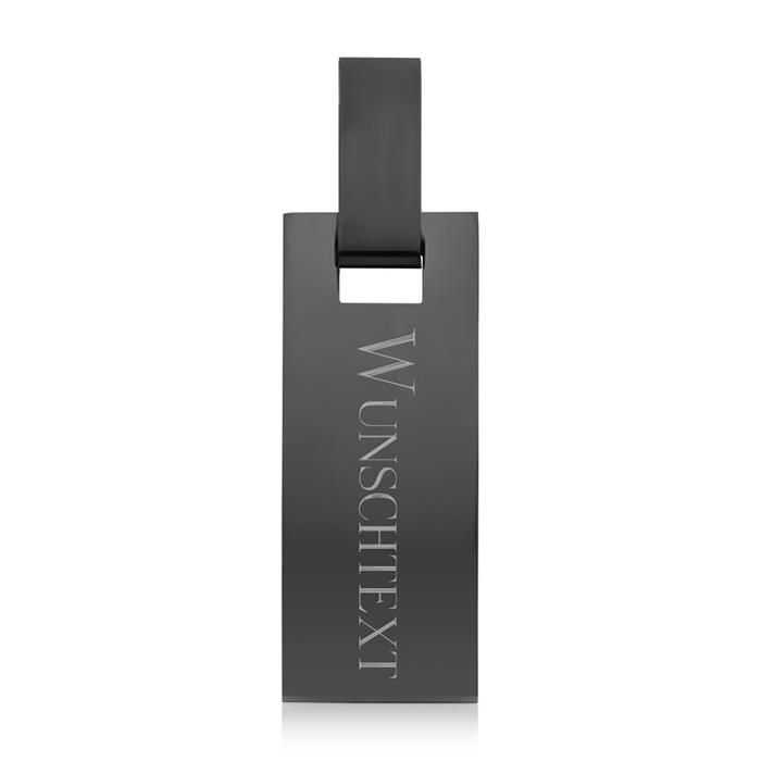 Black Stainless Steel Pendant Incl Rubber Chain
