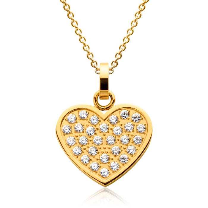 Engravable heart pendant stainless steel gold plated