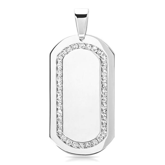 Engravable stainless steel dogtag with zirconia