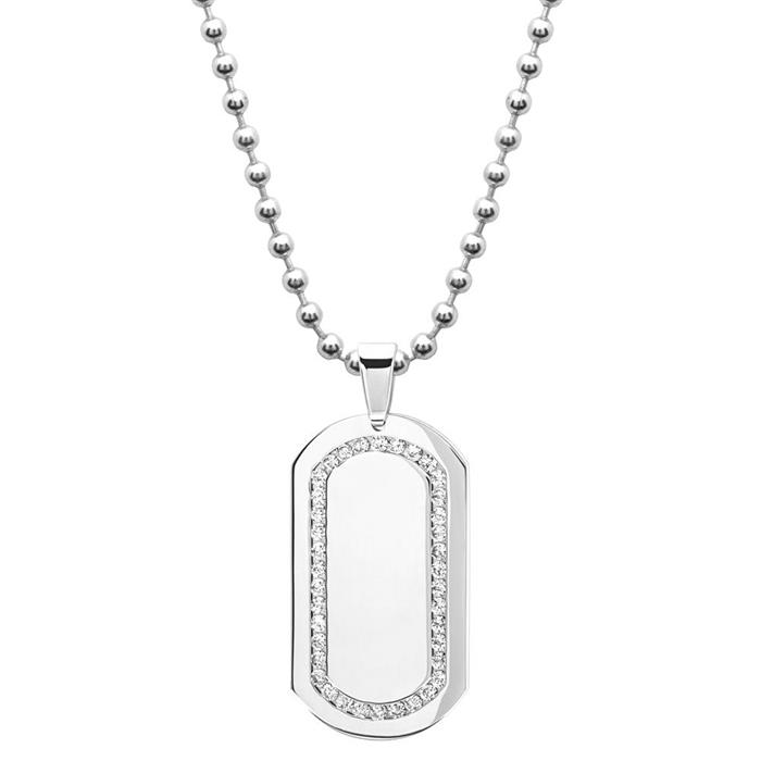 Engravable Stainless Steel Dogtag With Zirconia