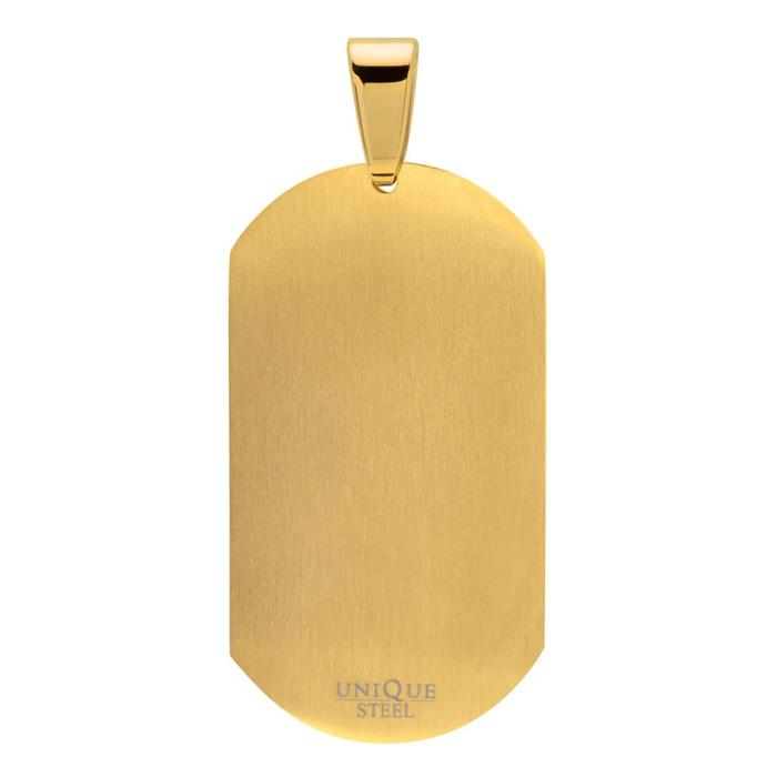 Vergoldetes Edelstahl Dogtag mit Zirkonia