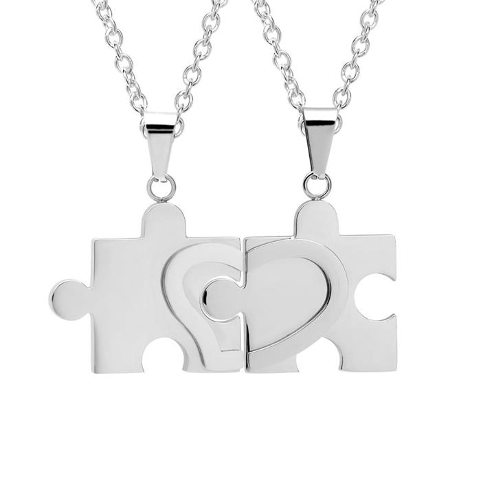 Partner pendant puzzleform stainless steel polished