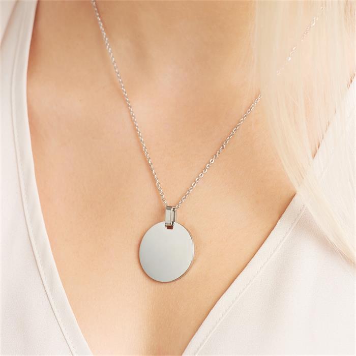 Stainless steel necklace with stainless steel pendant engravable
