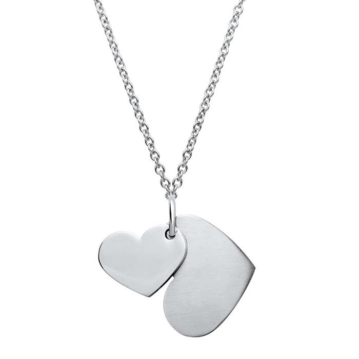 Pendant stainless steel two hearts engravable