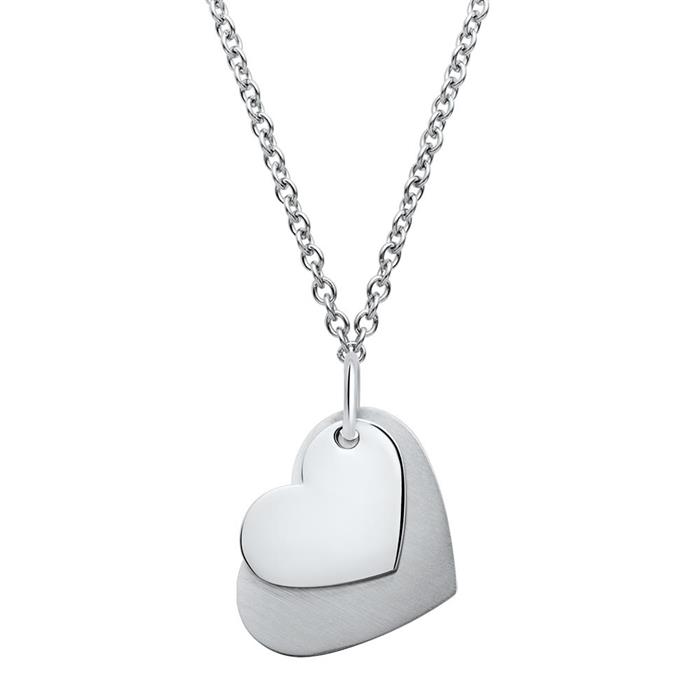 Pendant stainless steel two hearts engravable