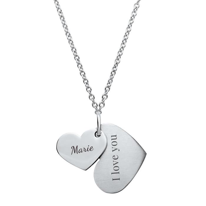Stainless Steel Double Heart Pendant Necklace
