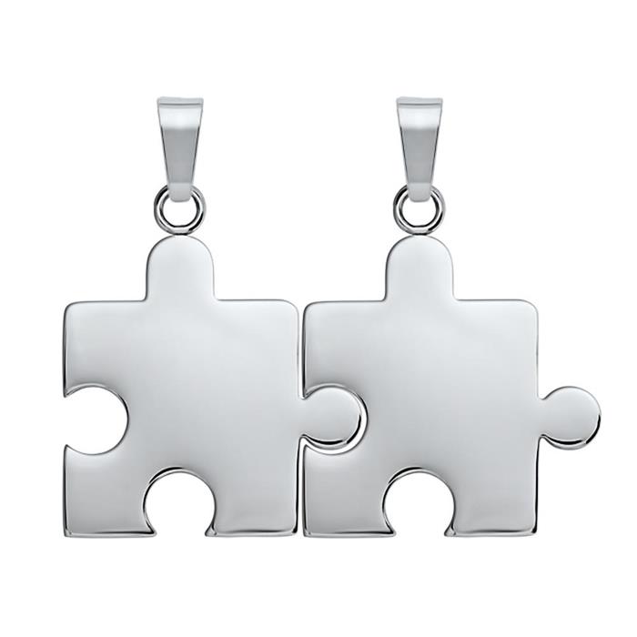 Pendant stainless steel puzzle piece silver-silver