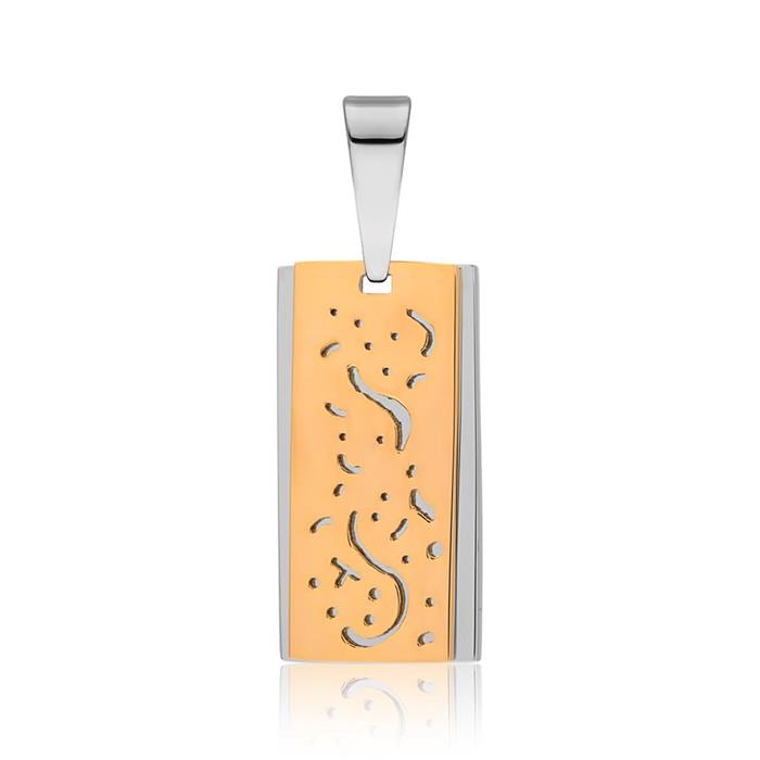 Stainless steel pendant with yellow-gold-plated element