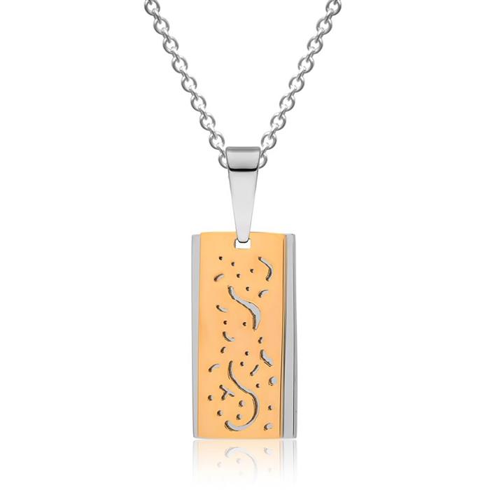 Stainless steel necklace with yellow-gold-plated pendant