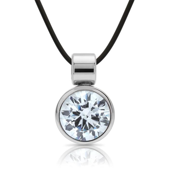 Polished pendant stainless steel sparkling stone