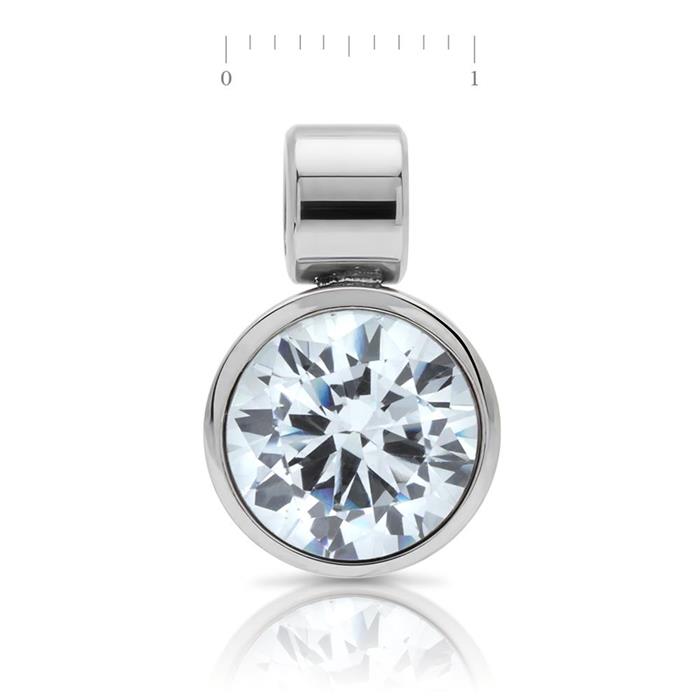 Polished pendant stainless steel sparkling stone