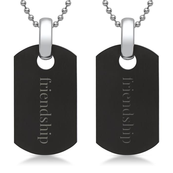 Polished stainless steel necklace with dog tag pendant