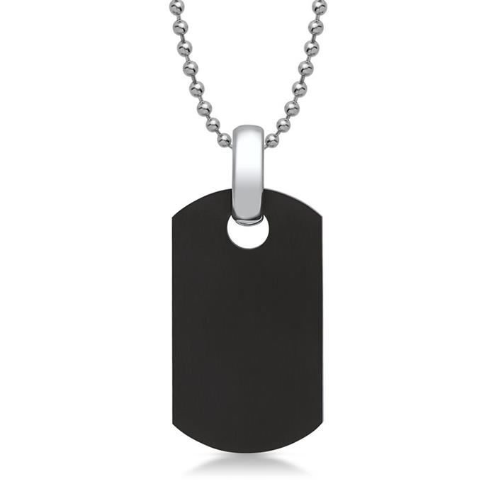 Polished stainless steel necklace with dog tag pendant