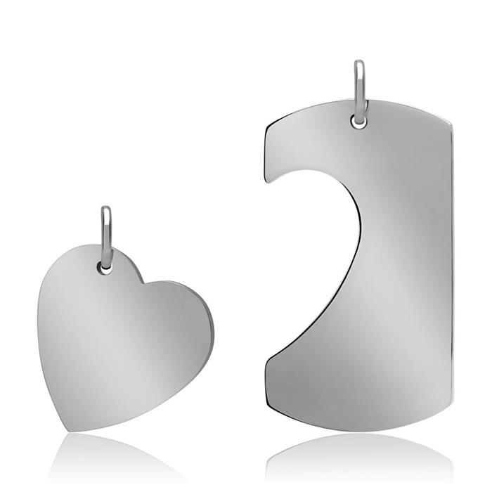 Partner pendant puzzle heart stainless steel