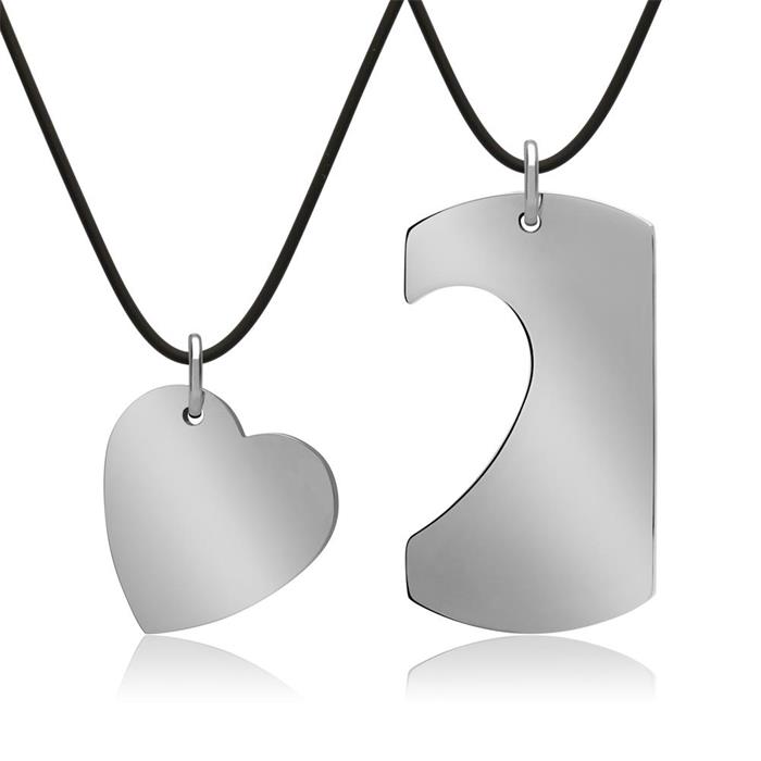 Partner pendant puzzle heart stainless steel