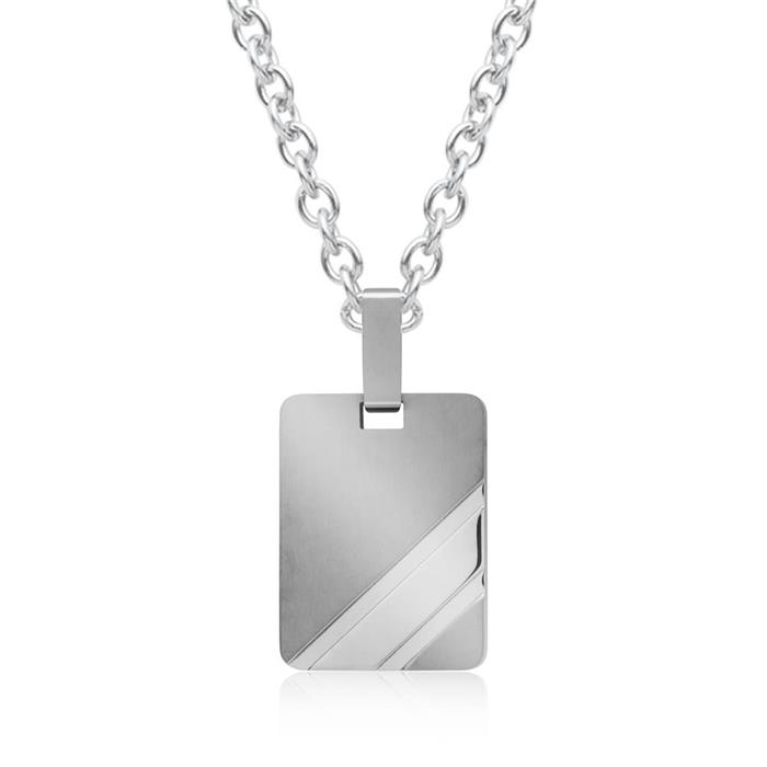 Partially polished pendant stainless steel engravable