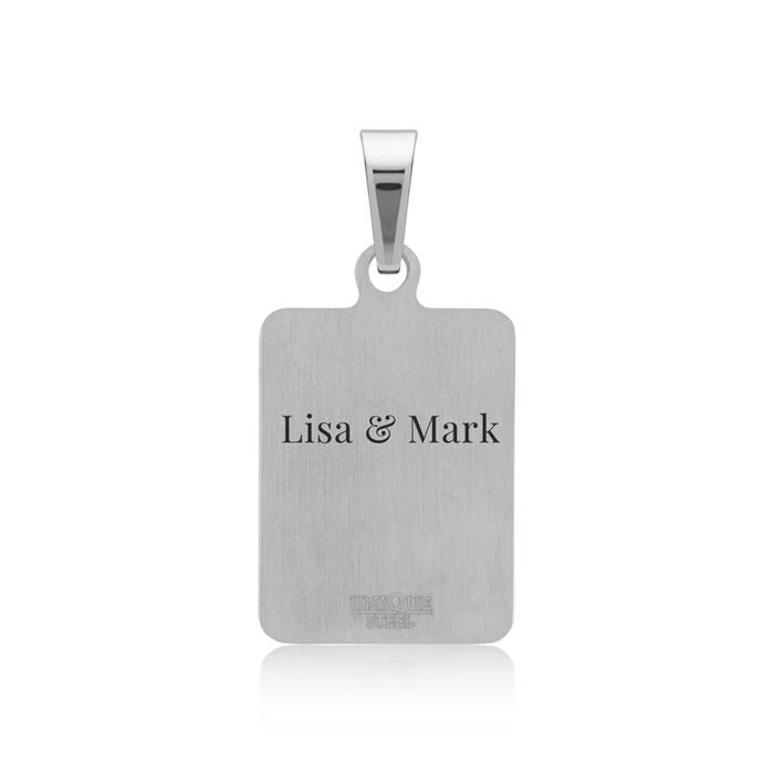 Necklace bicolor pendant stainless steel engravable