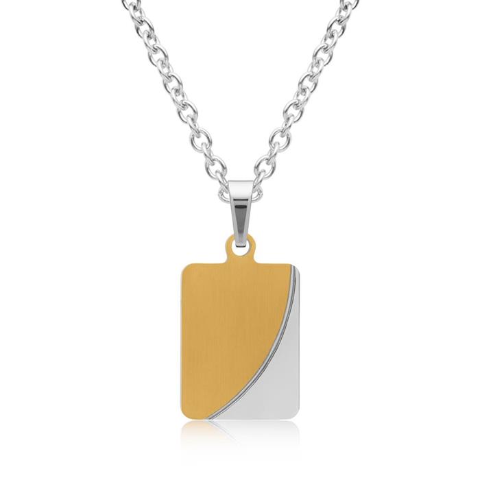 Necklace Bicolor Pendant Stainless Steel Engravable