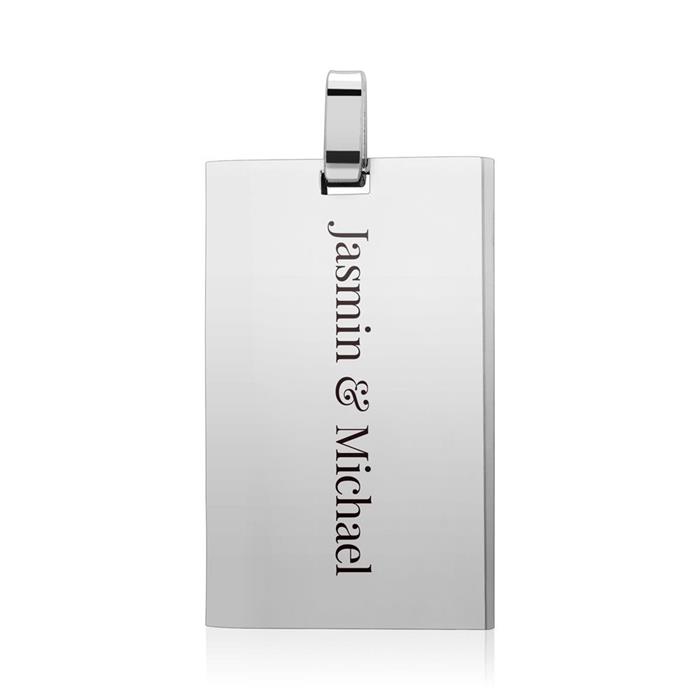 Necklace with pendant rectangular engravable