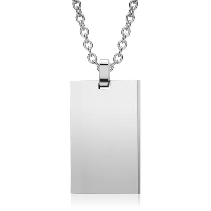 Necklace with pendant rectangular engravable