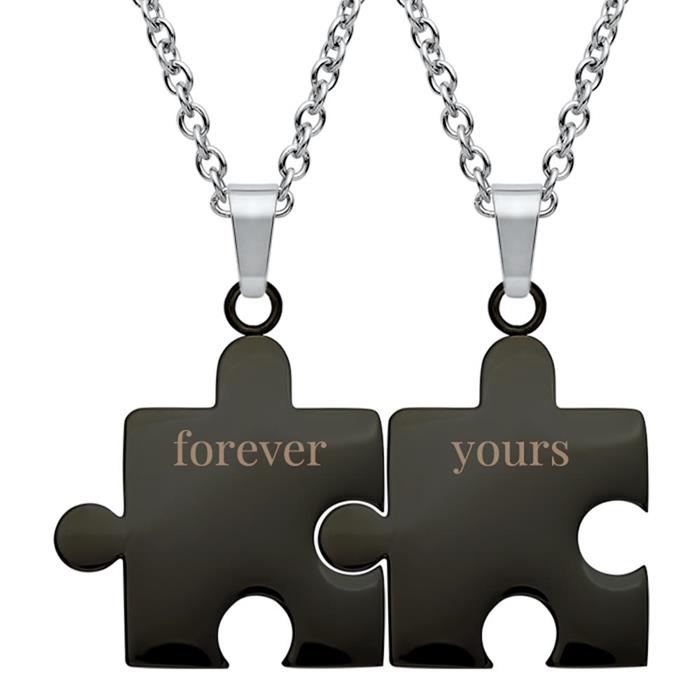 Forever yours partner pendant made of black stainless steel