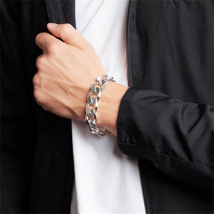 Sterling silver bracelet: Curb bracelet silver 17mm