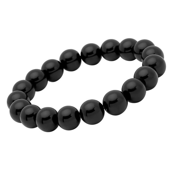 Black bracelet polished agate beads