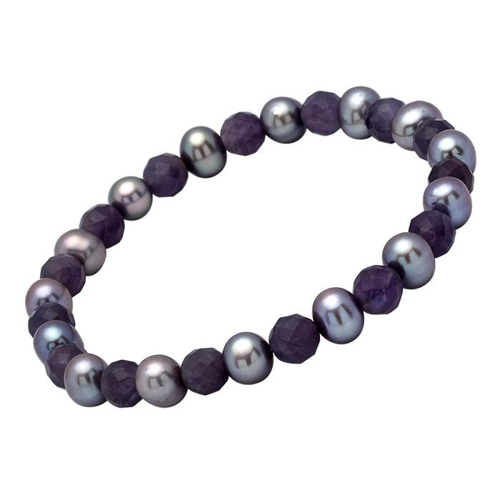 Purple pearl bracelet with amethysts