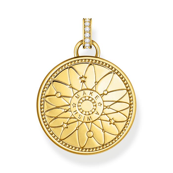 Ladies' wheel of fortune pendant in 925 silver, gold