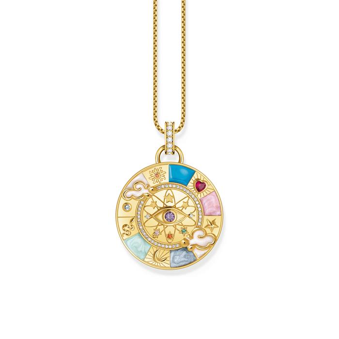 Ladies' wheel of fortune pendant in 925 silver, gold