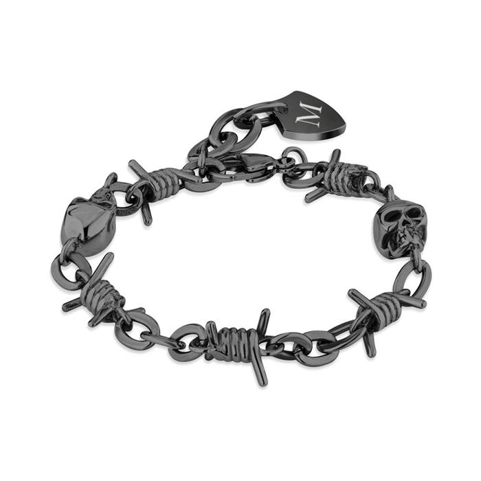 Stainless steel bracelet barbedwire for men, gun metal