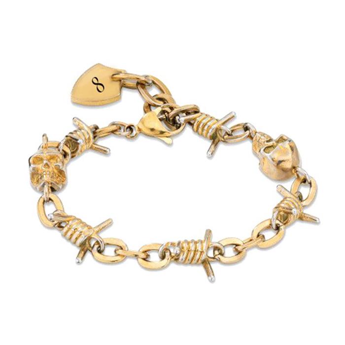 Gents stainless steel barbedwire bracelet, gold plated
