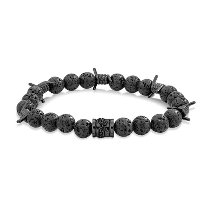 Lava stone bracelet barbedwire for men