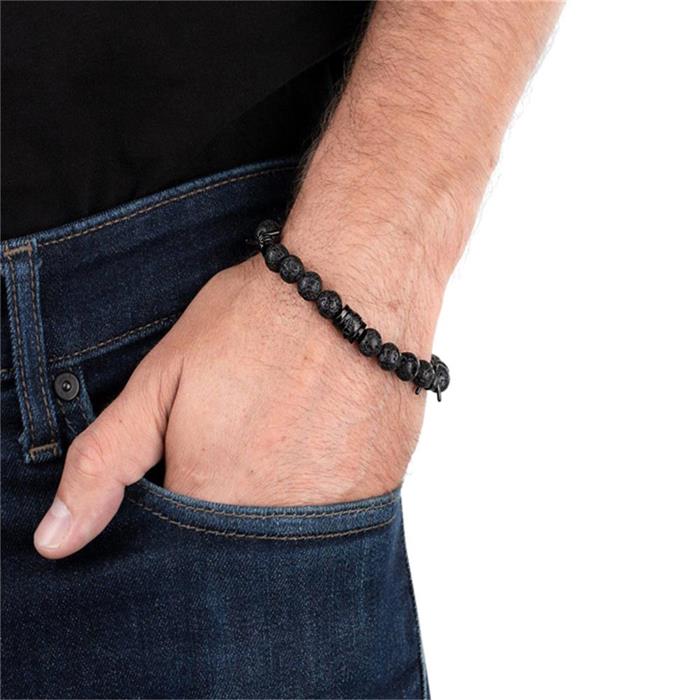 Lava stone bracelet barbedwire for men