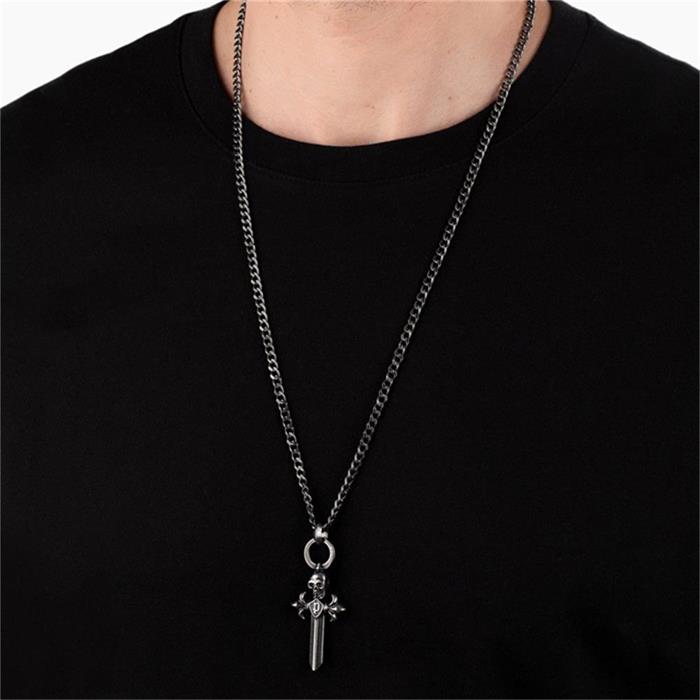 Men's necklace kudos with cross pendant in stainless steel