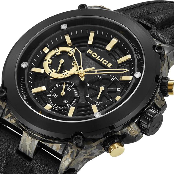 Taman multifunction watch for men in stainless steel, leather