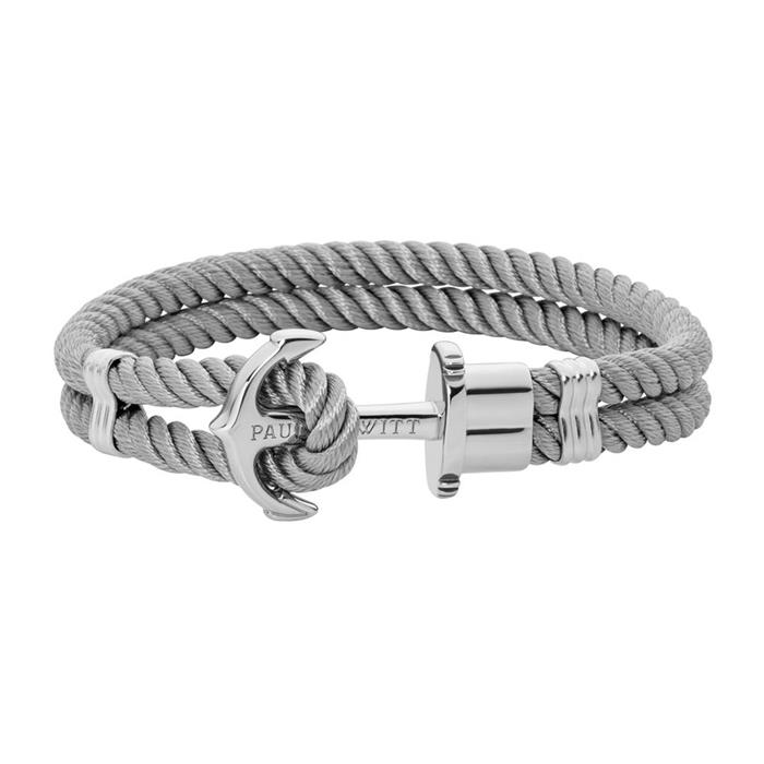 Gray textile bracelet phrep for men with stainless steel