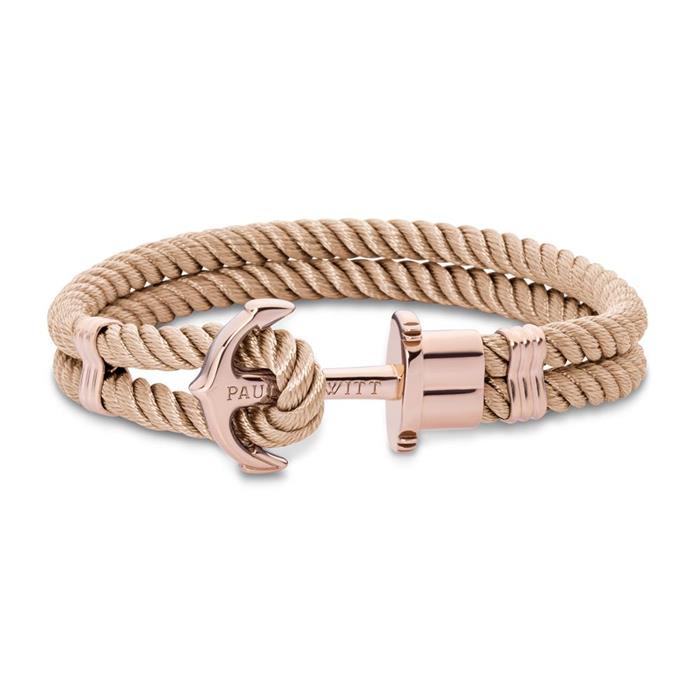 Bracelet phrep made of textile and stainless steel, beige, rosé