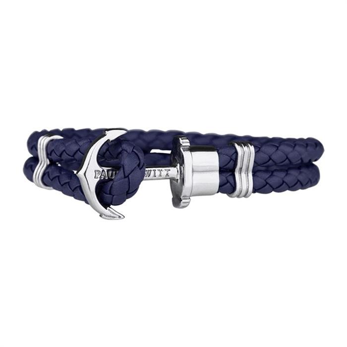 Phrep Armband aus Edelstahl mit blauem Lederband