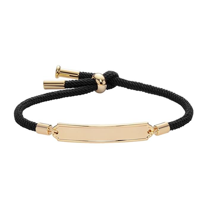 Ladies engraving bracelet made of textile and stainless steel, IP gold