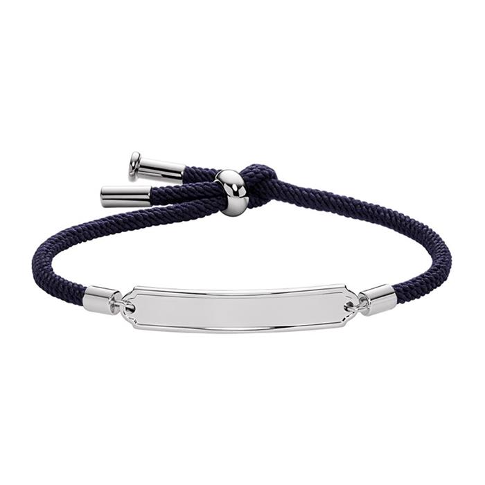 Blaues Gravurarmband für Damen aus Textil mit Edelstahl