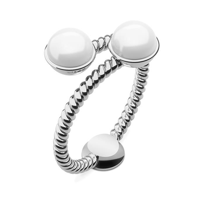 Ring Rope Pearl für Damen aus Edelstahl mit Perlen