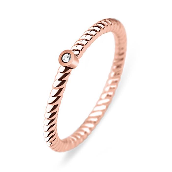 Ladies ring north star in rose gold-plated stainless steel