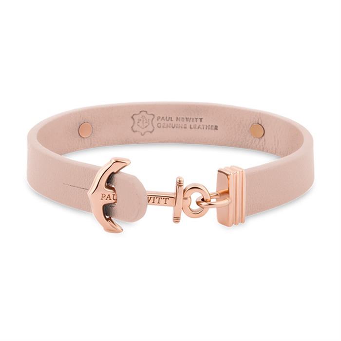 Engraving bracelet signum made of leather and stainless steel in pink