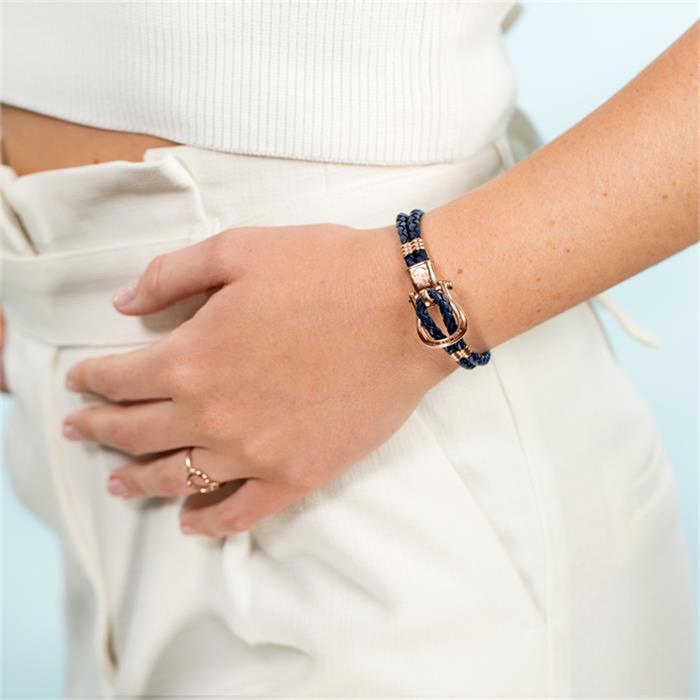 Navy blue leather bracelet Phinity