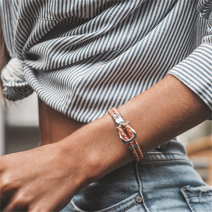 Orange leather bracelet phinity