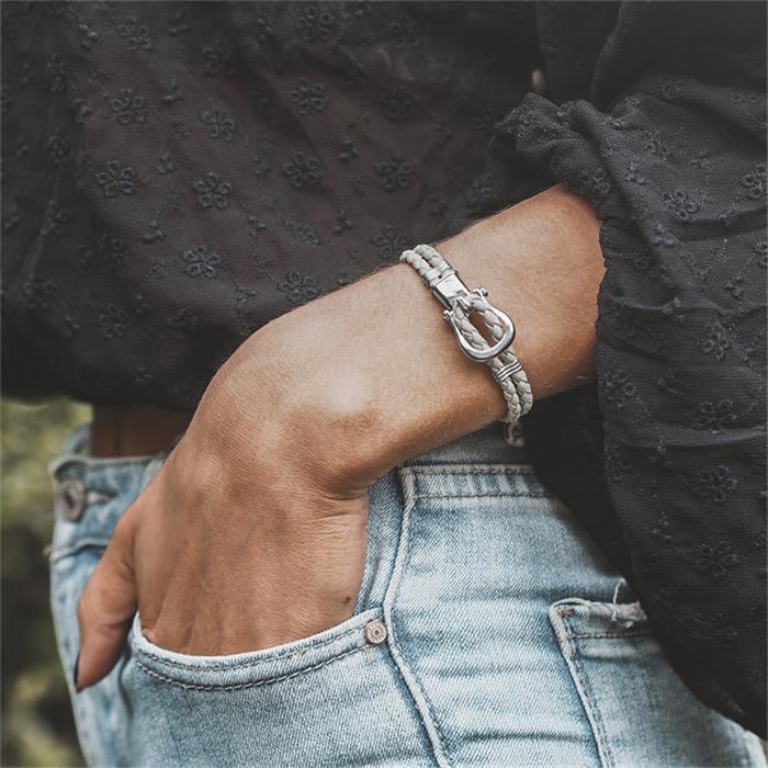 Light grey leather bracelet Phinity for ladies