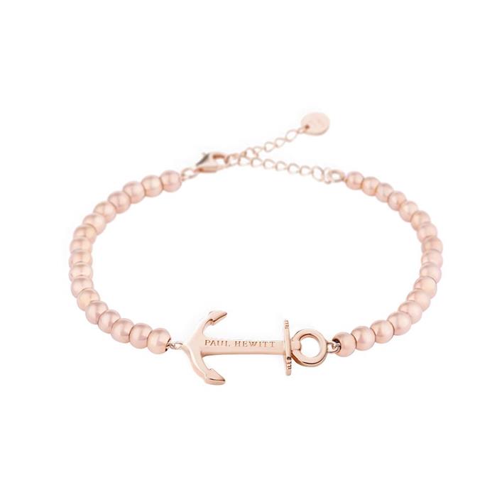 Pulsera anchor beads acero, oro rosa