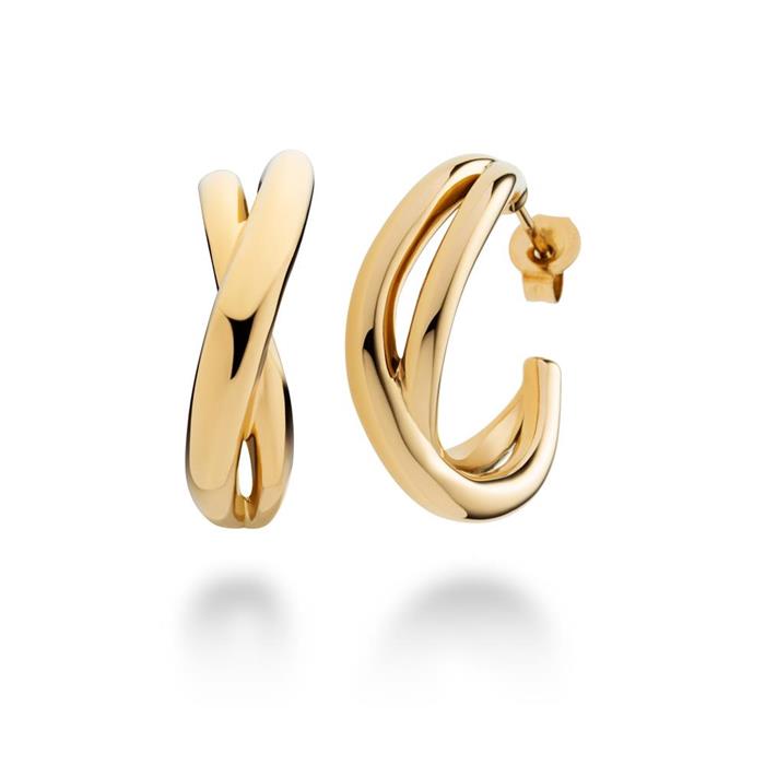 Waves twisted hoops for women in stainless steel, gold