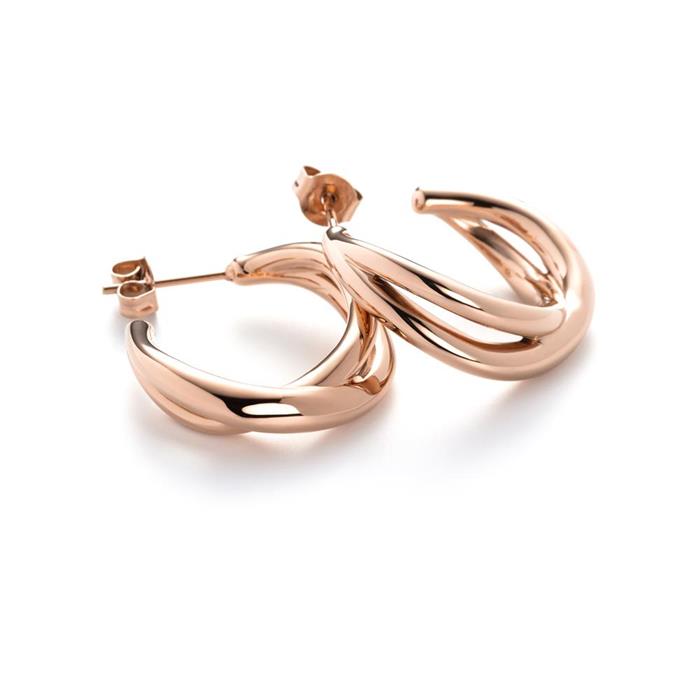 Waves twisted ladies De aros de acero inoxidable, rosado IP